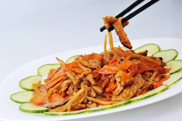 Kínai élelmiszer a lemez közelről — Stock Fotó