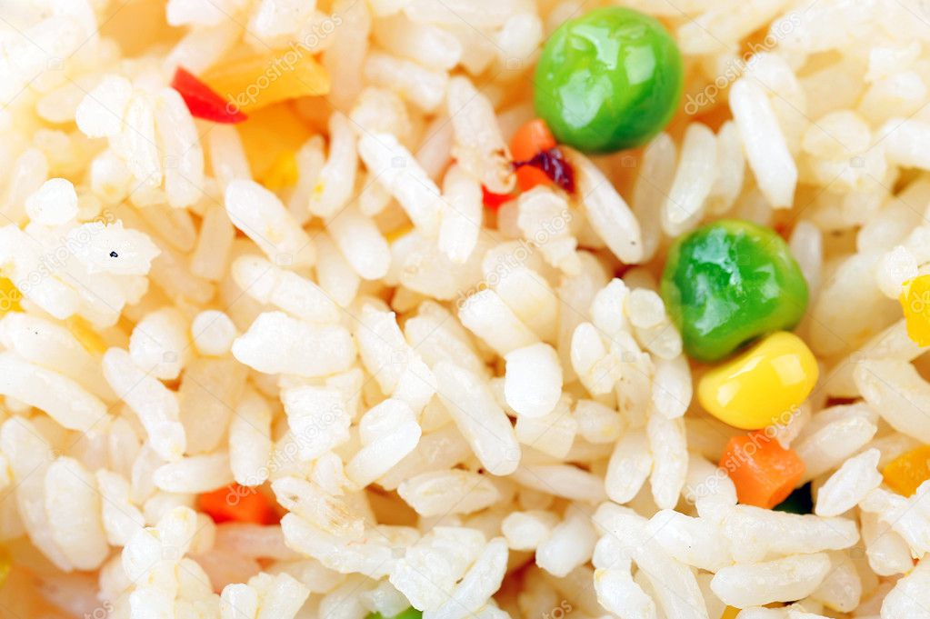 Rice with vegetables close up
