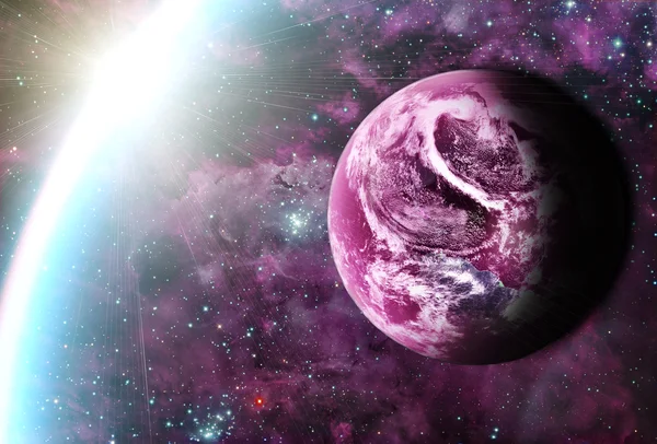 Belo sunriece no planeta vermelho no espaço — Fotografia de Stock