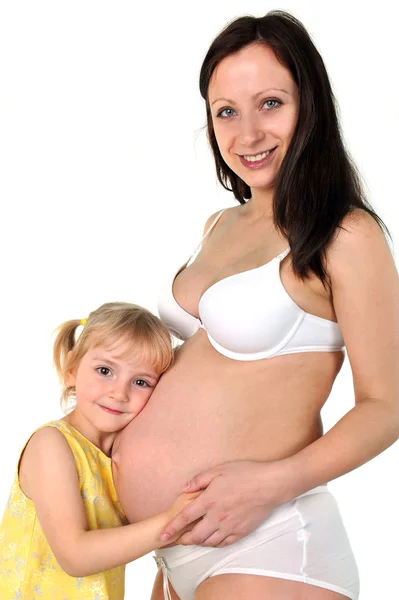 怀孕的母亲的女孩 — 图库照片