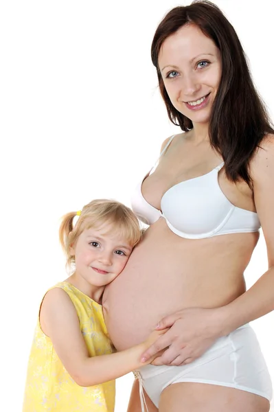 Lány a várandós anya — Stock Fotó