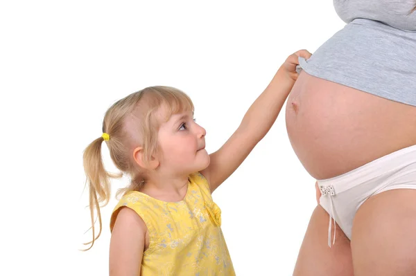 Ragazza con madre incinta — Foto Stock