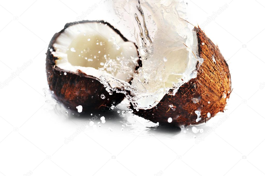 Cracked coconut with splash