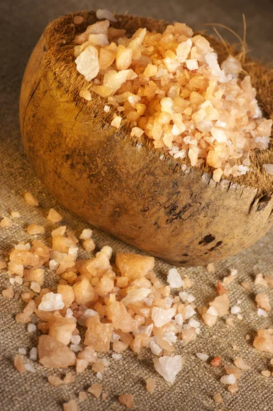 Bath salt in coconut shell