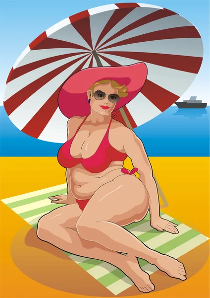 Femme sur une plage — Image vectorielle