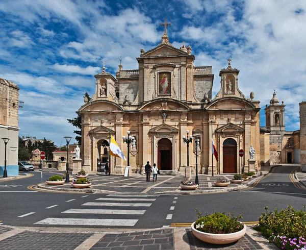 Fasada kościoła św Pawła, rabat, malta — Zdjęcie stockowe