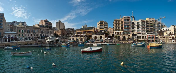 Panoramic view of Spinola bay, St Julian 's, Malta — стоковое фото