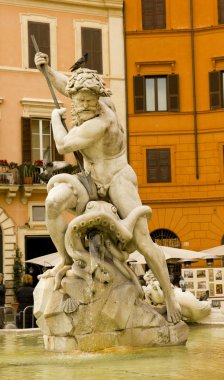 Neptün Çeşmesi, piazza navova, Roma, İtalya