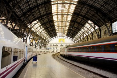 Trains in Barcelona. France Station. clipart