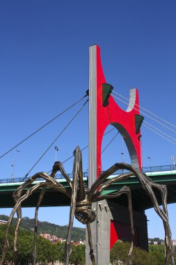 La Salve bridge and The giant spider Euskadi, Bilbao. clipart