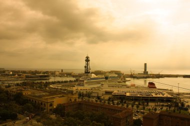 Panoramic of port of Barcelona clipart