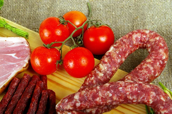 Carne e salsicha — Fotografia de Stock