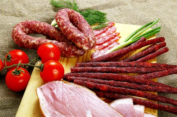 Hús és kolbász termékek — Stock Fotó