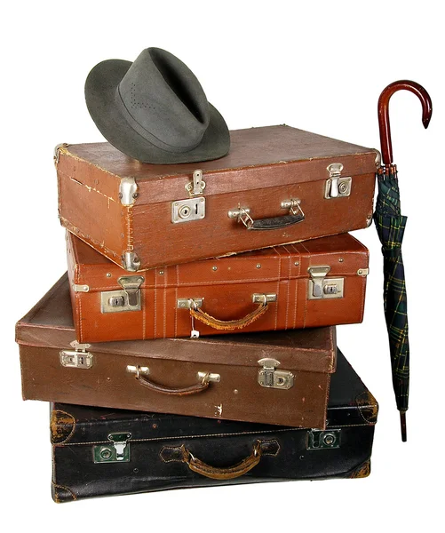 Régi barna bőröndöt — Stock Fotó