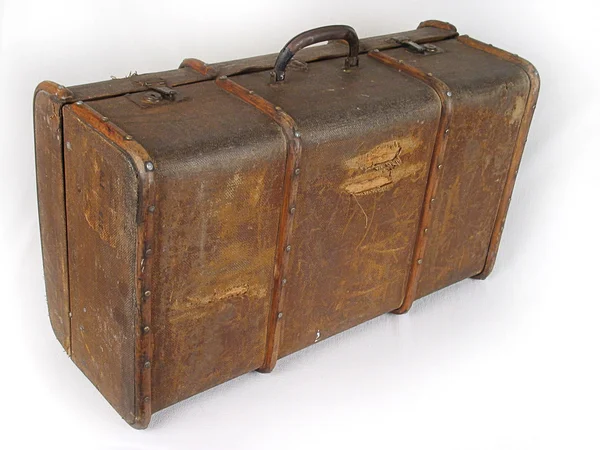 Staré hnědé kufr — Stock fotografie