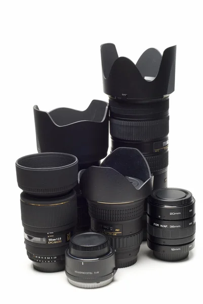 A set of photographic lenses. — Stock Photo, Image