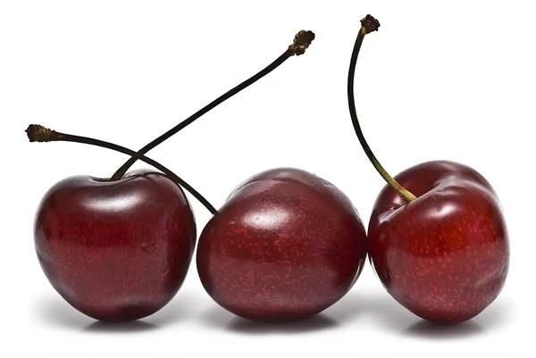 Три свежих вишни . — стоковое фото