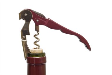 Corckscrew opening a bottle. clipart