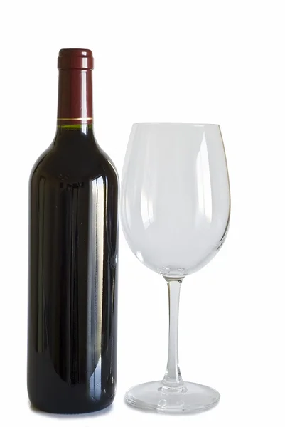 Glas och flaska vin. — Stockfoto