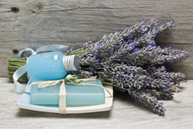 Lavender, and hygiene items. clipart