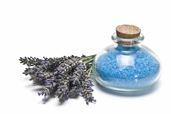 Bath salts and fresh lavender. — Stock Photo, Image