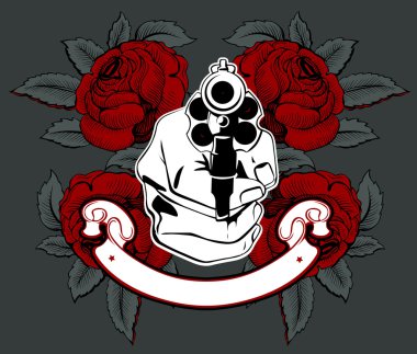 Gun hand rose clipart