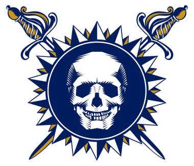 Skull sword emblem clipart