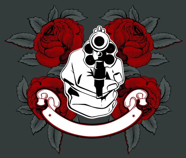 Pistola mano rosa — Vector de stock