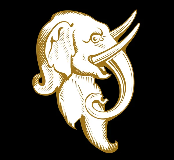 Cabeça de elefante preta — Vetor de Stock