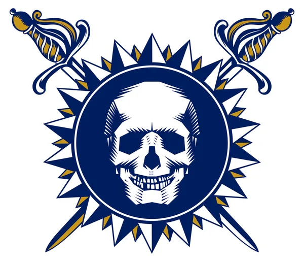 Emblema de espada de cráneo — Vector de stock