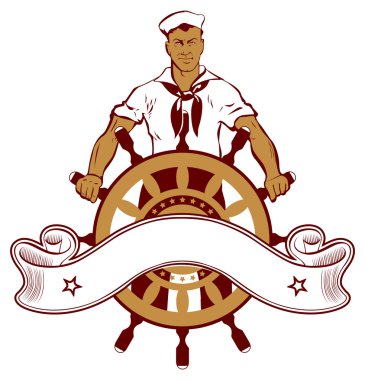 Sailor man emblem clipart