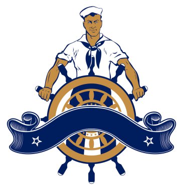 Sailor man emblem clipart
