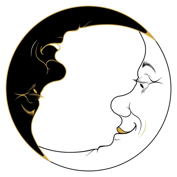 双面月亮脸 — 图库矢量图片
