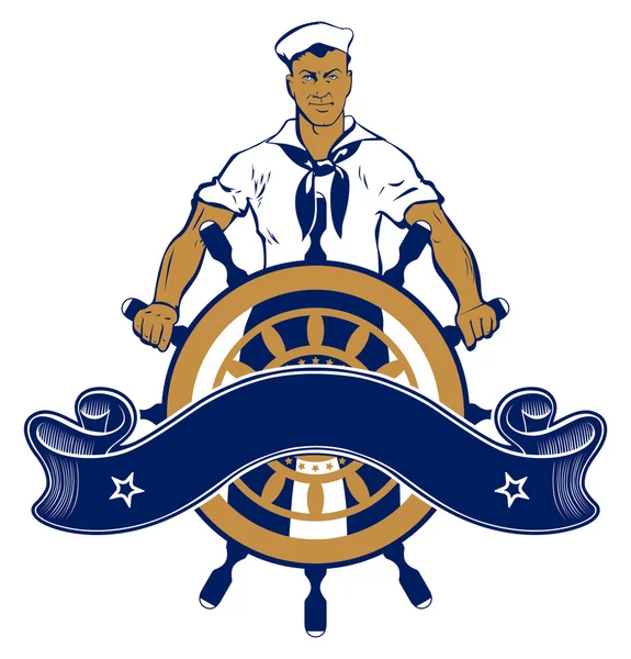 Sailor man emblem — Stock Vector