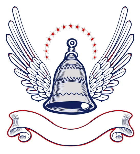 Xmass campana ala emblema — Vettoriale Stock