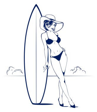 Bikini girl on the beach clipart