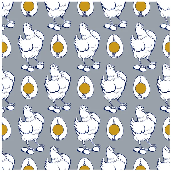 鸡肉鸡蛋模式 — 图库矢量图片