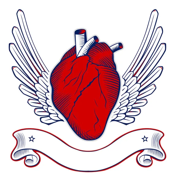 Emblema de coração de asa —  Vetores de Stock
