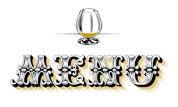 Menu verre à vin blanc — Image vectorielle