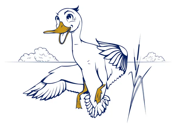 Vol de canard dessin animé — Image vectorielle