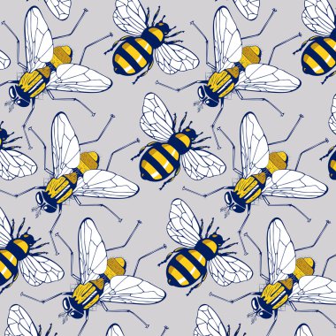 Bee fly background pattern clipart