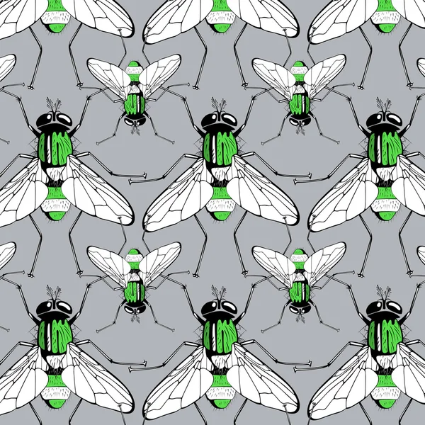 Green fly pattern — Stock Vector
