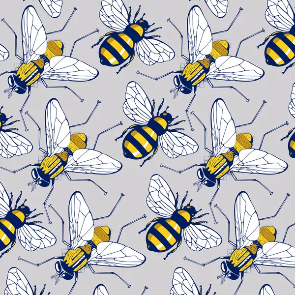 Bee fly background pattern — Stock Vector
