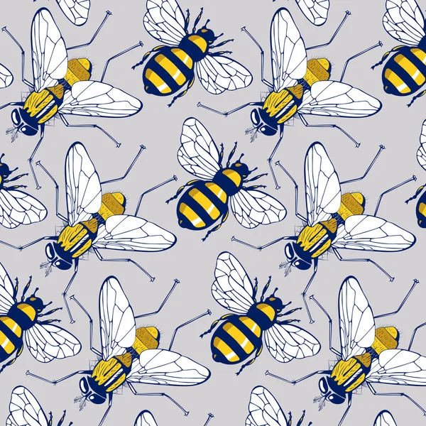 Biene fliegen Hintergrund Muster Stockvektor