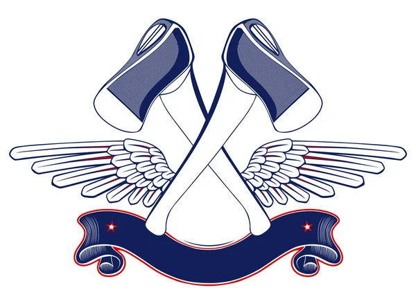 Axe wing emblem — Stock Vector