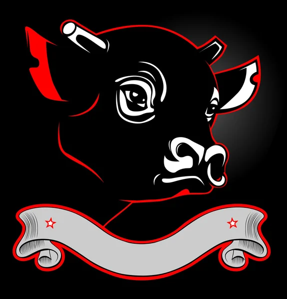 Etiqueta cabeza toro vaca — Vector de stock