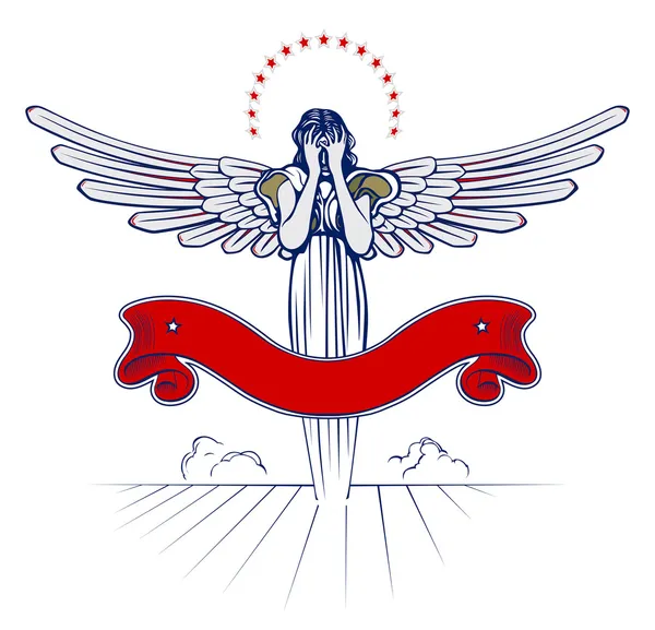Angel wing woman emblem — Stock Vector