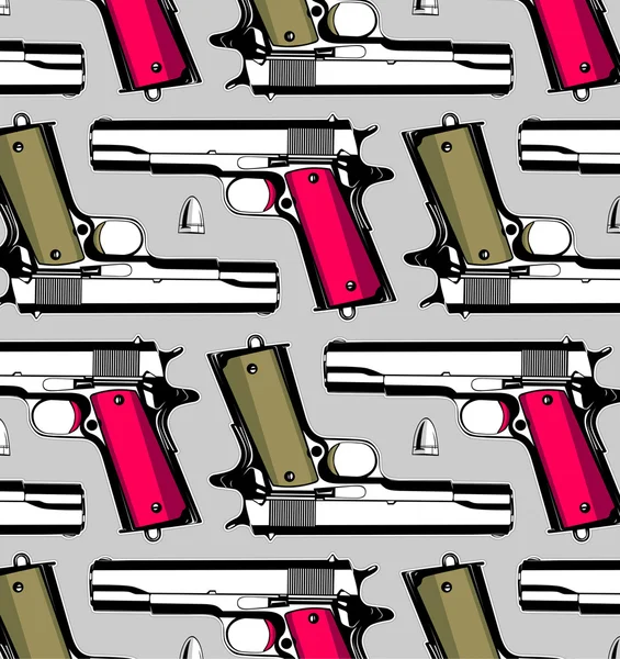 Pistola y patrón de bala — Vector de stock