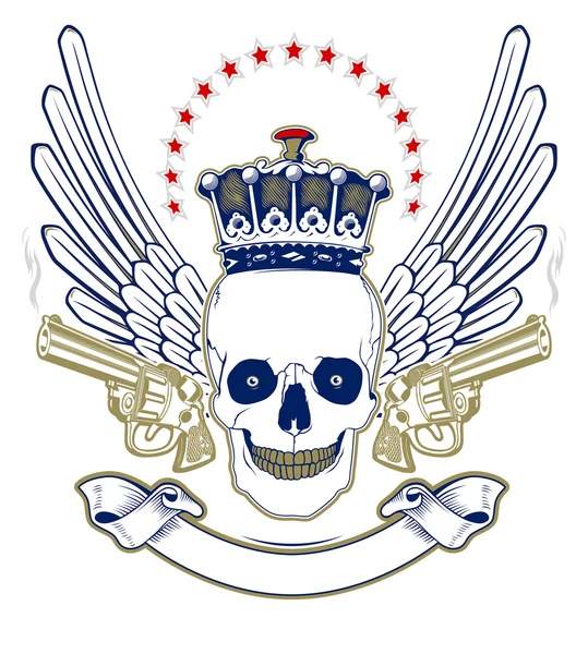 Crown skalle emblem — Stock vektor