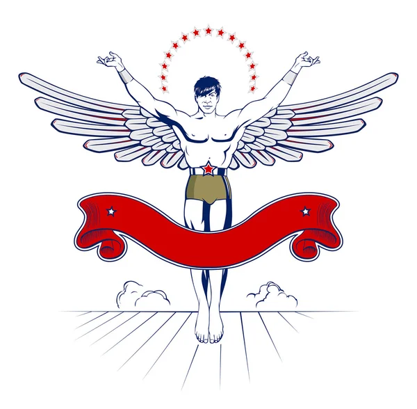 Angel wing man emblem — Stock Vector